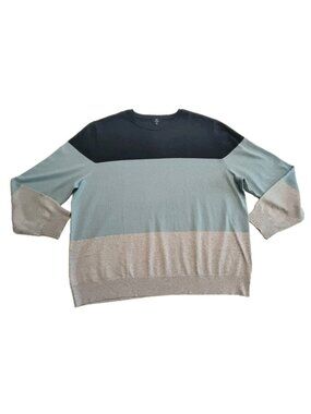 George Men Pullover Knit Sweater 3XL Classic Casual Long Sleeve Blue Spandex